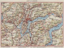 You can customize the map before you print! Lake Of Lugano Vintage Map Plan Lago Di Lugano Switzerland Italy 1948