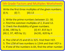 For consolidating knowledge, we also reccomend this find the missing factor worksheet. 5th Grade Factors And Multiples Worksheets L C M H C F Answers