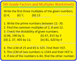 Master equivalent fractions in no time with these worksheets. 5th Grade Factors And Multiples Worksheets L C M H C F Answers
