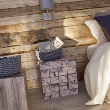 Effet Trompe L Oeil Reussi Pour Ces Deux Chevets De Simples Cubes En Contreplaque Ont Ete Revetus De Papie Papier Peint Vinyle Papier Peint Bois Papier Peint