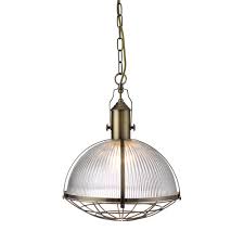 Pendant lighting is a single fixture that hangs from the ceiling and can feature one or more pendants to create a striking installation in any. Antique Brass Industrial Pendant Light With Clear Ribbed Glass Lighting From Breeze Furniture Uk