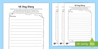 ve day diary writing template teacher made