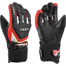 leki race coach c tech s gloves black red kids