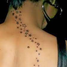 This tattoo has colorful stars of varying sizes in what looks like a dusty cloud. 54 Wonderful Star Tattoos On Neck