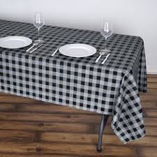 Black And White Checkered Tablecloth Plastic Buffalo Plaid Tablecloth 54 X 108 Gray Black Rectangular Disposable Checkered Plastic Vinyl Tablecloth In 2020 Plastic Table Covers Plastic Tables Table Covers