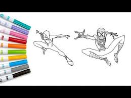 A free printable coloring page of spider gwen. Spider Man Into The Spider Verse Coloring Pages How To Color Spiderman And Spider Woman Gwen Marvel Youtube
