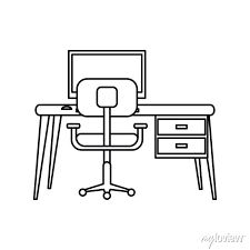 Piktogramm arbeitsplatz modernen pc sessel schreibtisch vektor-illustration  fototapete • fototapeten die, Computer, Arbeitsplatz | myloview.de