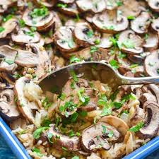 oven baked garlic mushroom rice a