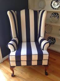 Blue And White Striped Chair One Room Challenge Week 6 The Finale Stephanie Kraus Designs Sofa Upholstery Sofa Fabric Upholstery Upholstered Chairs