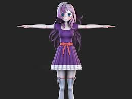 Girl Anime 3d Model In 2020 Anime Animation Studio 3d Model
