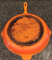 Vintage Le Creuset 30 Orange 12 Cast Iron Enamel Skillet Pan Made In France Ebay Skillet Frying Pan Le Creuset Enameled Cast Iron