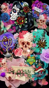 Maybe you would like to learn more about one of these? Deadly Flowers Sugar Skull Lady Anchor Roses Red Pink Hd Mobile Wallpaper Peakpx