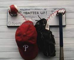 Baseball Decor Rack Gear Holder Wall Hook Hanger Ball Team Etsy Baseball Decor Diy Hat Rack Hanging Baseball Hats On Wall