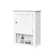 Simpli home bathroom storage tower reg. Beadboard Wall Cabinet With Open Shelf White Riverridge Home Target