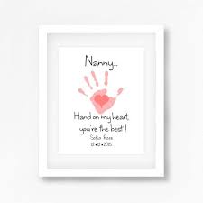 Mothers Day Gift For Nanny Personalized By Perfectlittleprints Baby Handprint Gifts Diy Baby Gifts Personalized Grandmother Gift