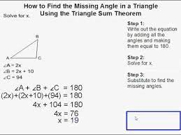 Equate them to the given area, and solve for unknown. How To Find The Missing Angle In A Triangle Using The Triangle Sum Theorem Youtube