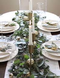Casual Chic Green And White Christmas Tablescape Holiday Table Decorations Christmas Table Settings White Christmas Decor