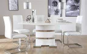 Alf movado extending dining table. Komoro White High Gloss Dining Table With 4 Perth White Chairs Only 499 99 Furniture Ch Apartment Dining Room Apartment Dining Room Decor White Dining Table