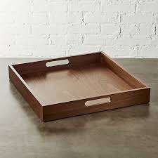 Square Walnut Tray Cb2 Walnut Trays Modern Serving Trays Wooden Tray