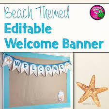 These free printables are here to help! Beach Ocean Themed Editable Welcome Banner Set Decor B W Tpt