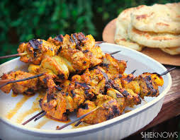 Step 3 take the naans out the oven, spread each one with yogurt, then top with the chicken, red onion, green chilli, coriander and mango chutney. Chicken Tikka Masala Kabob Recipe Sheknows