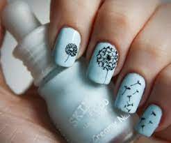 Baby Blue With Dandelion Flower Nail Art Design Dandelion Nail Art Nail Art Designs Nail Art