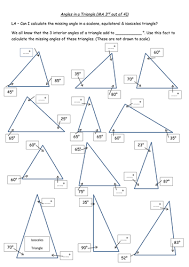 Angles In A Triangle Worksheet 4 Diff Levels Triangle Worksheet Upper Elementary Math Maths Notes
