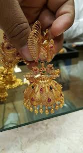 Gorgeous Gold Peacock Jhumka South India Jewels Bridal Gold Jewellery Designs Gold Earrings Designs Gold Jewellery Design Necklaces