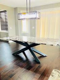 Tuck a round table with a pedestal base into a corner for a snug eating area. Industrial Metal Table Base Dining Table Legs Etsy In 2021 Metal Base Dining Table Granite Dining Table Metal Dining Table