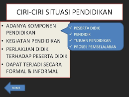 Suatu jalur pendidikan dapat kita kenali dengan memperhatikan karakteristiknya. Pengertian Situasi Pendidikan Proses Metode Pendidikan Ciriciri Situasi