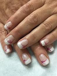 Pink Accented Pearl White French Gel Nails Gel Nail Designs White Gel Nails French Tip Gel Nails