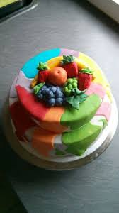 Obsttorte Mit Joghurtfullung Obst Mit Fondant Bearbeitet Obsttorte Motivtorten Backen