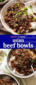 Asian Beef Bowls Super Quick Recipe Beef Bowl Recipe Minced Beef Recipes Asian Beef