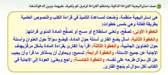 صف استراتيجية القراءة الذكية ومنظم القراءة لزميل لم يتعرف عليهما وبين له فوائدها حلول مناهجي