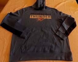 details about oklahoma city thunder pullover hoodie large charcoal gray cool logo majestic nba