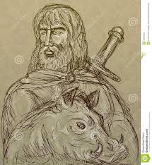 Frey Norse God Sword Boar Frey Norse Stock Illustration