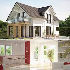 Modernes Fertighaus Mit Satteldach Bauen Haus Design Ideen Modern Mit Holz Putz Fassade Grundriss In 2020 Haus Design Moderne Fertighauser Haus