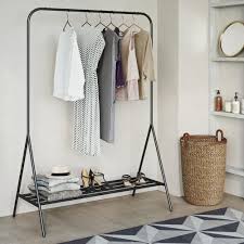 4.6 out of 5 stars. Nathan James Tia Black Metal Freestanding Clothing Garment Rack For Closet Entryway With Hanging Rod And Bottom Shelf Or Shoe Storage 81001 The Home Depot Modern Clothing Rack Metal Clothes Rack