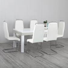 Dorsey ivory wood dining chair with cross back and rush seat (set of 2) (17.72 in. Alabaster 6 Seater Dining Table Set With 6 Chairs White White Compressed Wood