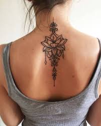 Black Color Lotus Back Tattoo Mandala For Girls The Ask Idea Henna Tattoo Back Diy Tattoo Back Tattoo Women