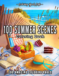 A nice beach full of nice pusheen dinosaurs. 100 Summer Scenes An Adult Coloring Book Featuring 100 Fun And Relaxing Coloring Pages Including Exotic Vacation Destinations Peaceful Ocean Landscapes And Beautiful Beachfront Scenery Cafe Coloring Book Amazon De Bucher