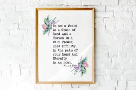 Poetry Printable To See The World In A Grain Of Sand Etsy In 2021 William Blake Poems Poetry Floral Prints