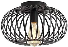 Modern Black Flush Mount Light Fixture Industrial Metal Cage Semi Flush Mount Cei In 2020 Light Fixtures Flush Mount Flush Mount Ceiling Lights Black Flush Mount Light