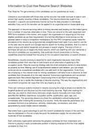 Information To Cost Free Resume Search Websites