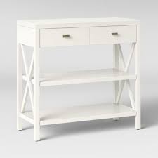 Owings Console Table With 2 Shelves And Drawers Off White Threshold In 2020 White Console Table Console Table Mirrored Console Table
