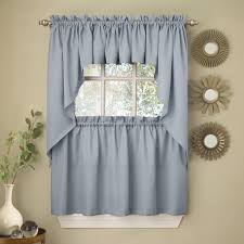 Light Blue Opaque Solid Ribcord Kitchen Curtains Choice Of Tier Valance Or Swag Walmart Com Walmart Com