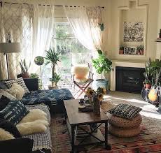 Love The Plants Curtains And Tons Of Sunlight Looks So Warm And Inviting Boho Living Room Cozy Living Rooms Bohemian Living Room