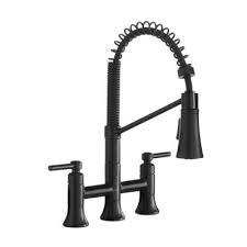 Need to install a delta® single handle widespread kitchen faucet with a sink sprayer? 8 In Widespread Black Bridge Kitchen Faucets Kitchen Faucets The Home Depot