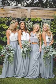 Newest Grey And White Long 2 Pieces Simple Classy Bridesmaid Dresses Z1412 Beach Wedding Bridesmaid Dresses Bridesmaid Dresses Boho Wedding Bridesmaid Dresses