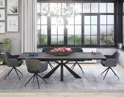Dining room set with buffet. Dining Table Ottawa Titanium Ceramics Black Lacquered Steel 190 270x100x76 Cm Dt041ti